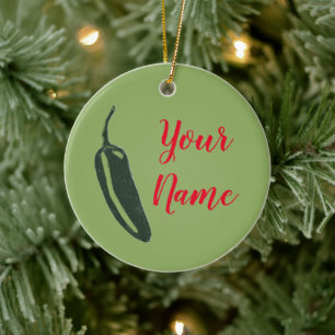 HOT & SPICY Jalapeño Chile Pepper CUSTOM Ceramic Ornament