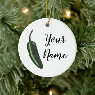 HOT & SPICY Jalapeño Chile Pepper CUSTOM Ceramic Ornament