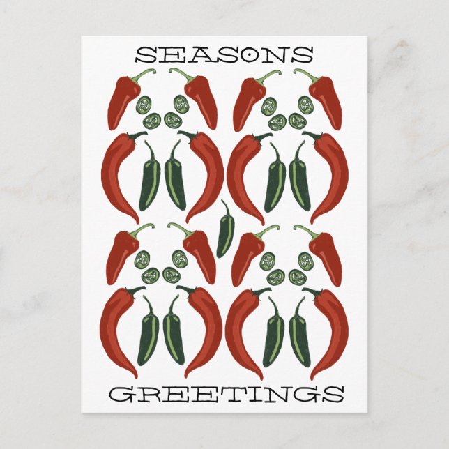HOT & SPICY Jalapeño Chile Peppers Pattern Art Holiday Postcard (Front)