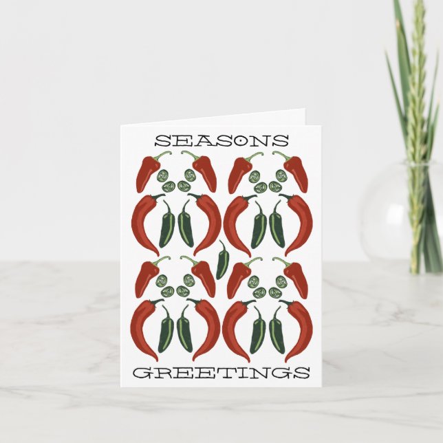 HOT & SPICY Jalapeño Chile Peppers Pattern Art Pos Holiday Card (Front)