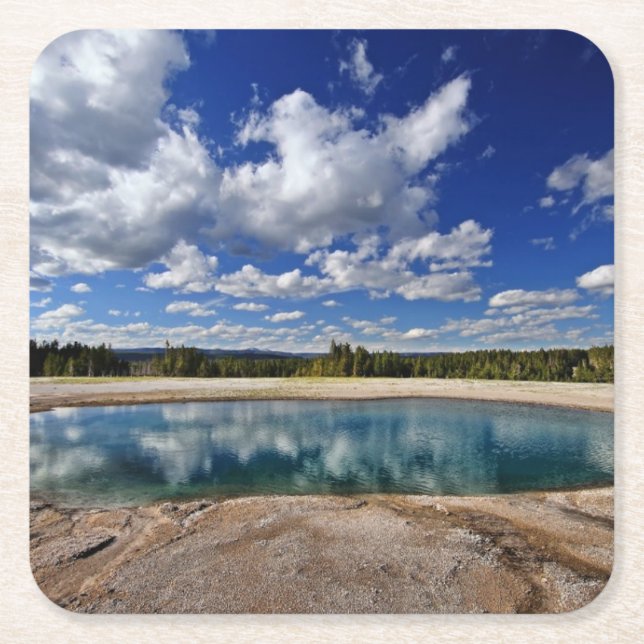 Hot Spring Square Paper Coaster (Front)