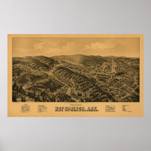 Hot Springs, AR Panoramic Map Birds Eye View Poster