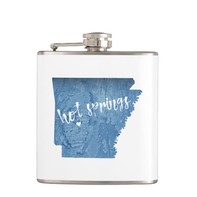 Hot Springs Arkansas Wood Grain Hip Flask (Front)