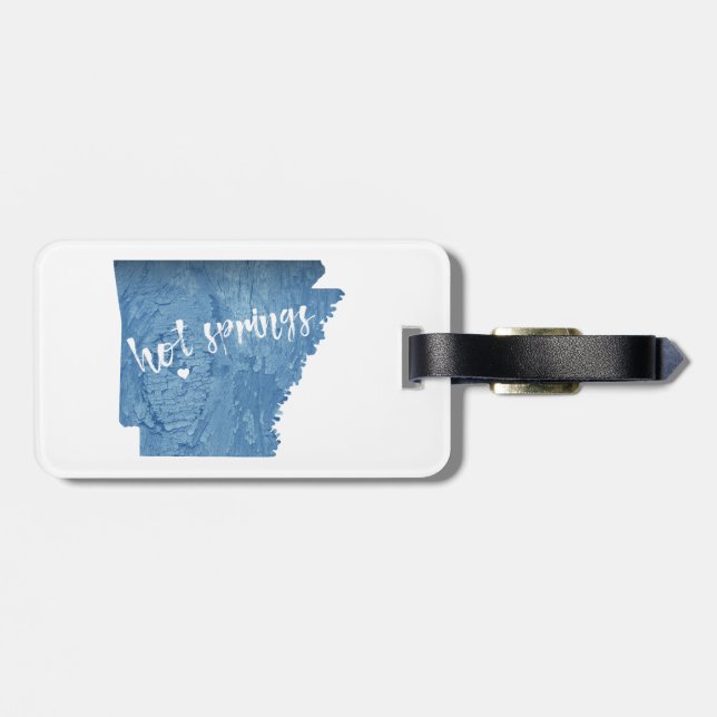 Hot Springs Arkansas Wood Grain Luggage Tag (Back Horizontal)