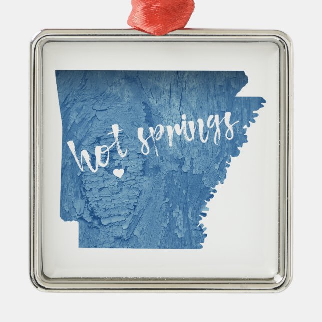 Hot Springs Arkansas Wood Grain Metal Ornament (Front)