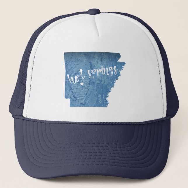 Hot Springs Arkansas Wood Grain Trucker Hat (Front)