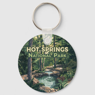 Hot Springs National Park Arkansas Retro  Keychain