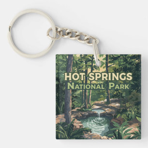 Hot Springs National Park Arkansas Retro  Keychain