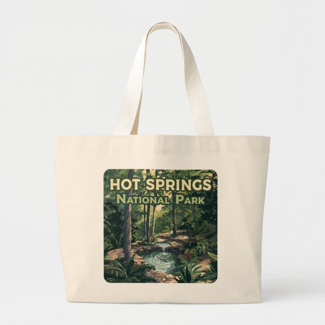 Hot Springs National Park Arkansas Retro  Large Tote Bag (Front)
