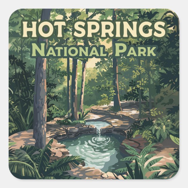 Hot Springs National Park Arkansas Retro  Square Sticker (Front)