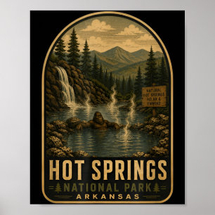 Hot springs national park bigfoot vintage poster