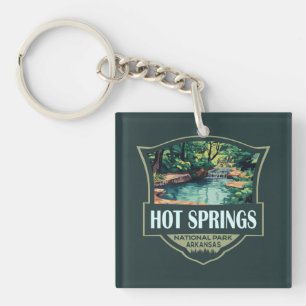Hot Springs National Park Illustration Retro Badge Keychain