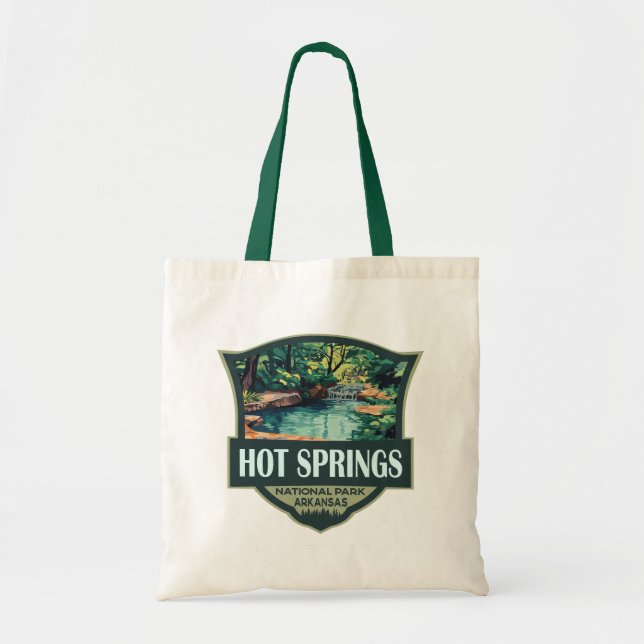 Hot Springs National Park Illustration Retro Badge Tote Bag (Front)