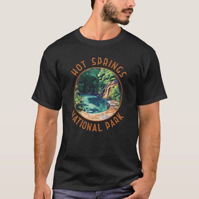Hot Springs National Park Retro Distressed Circle T-Shirt (Front)