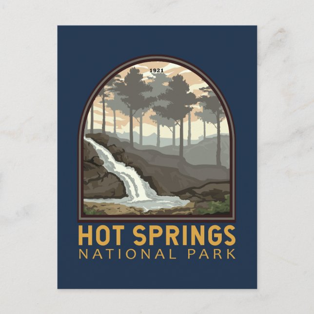 Hot Springs National Park Vintage Emblem Postcard (Front)