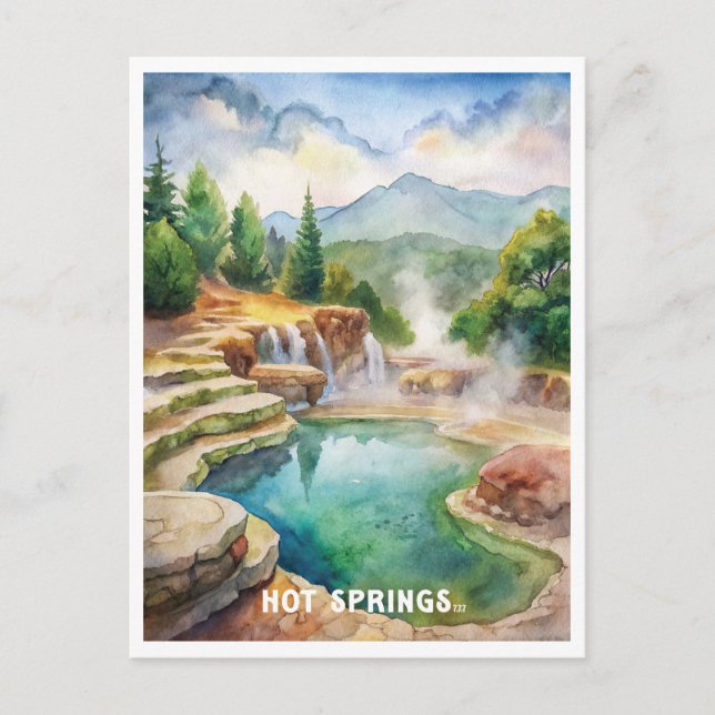 Hot Springs National Park Watercolor Painting Postcard (Front)