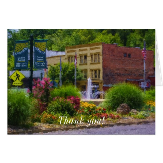 Hot Springs Roundabout Painterly Thank You Card (Front Horizontal)