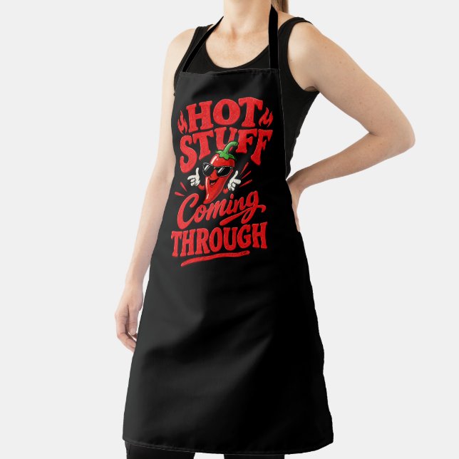 Hot Stuff Coming Through Funny Chili Pepper Apron (Insitu)