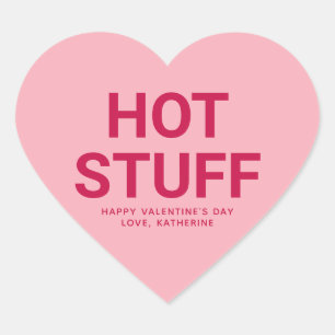 Hot stuff fun cute Valentine's Day conversation Heart Sticker