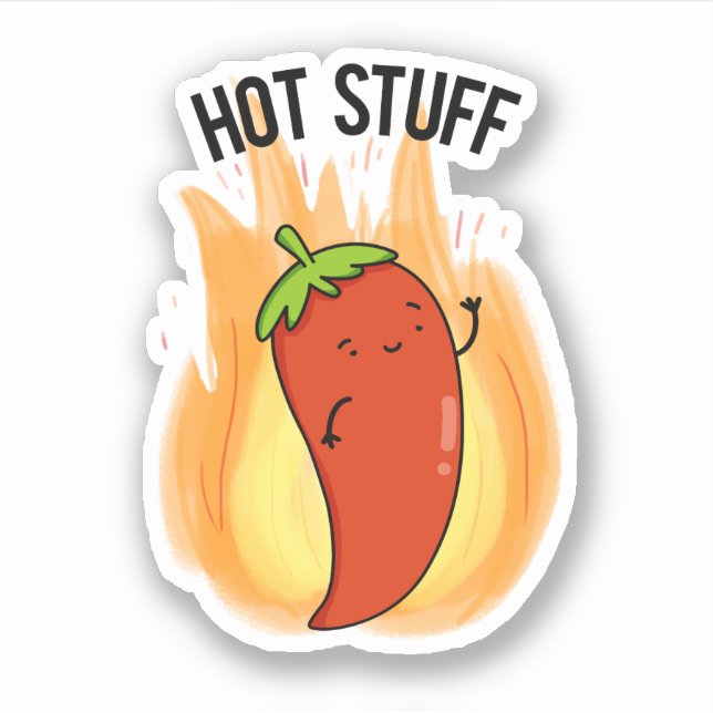 Hot Stuff Funny Red Hot Chili Pepper Pun  (Front)