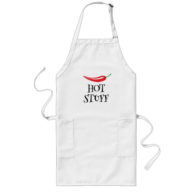 Hot Stuff funny spicy red cayenne chili pepper BBQ Long Apron (Front)