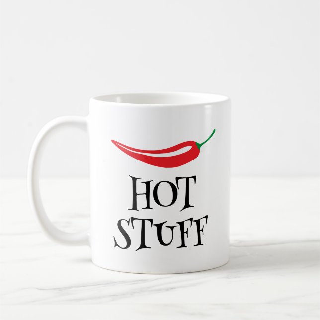 Hot Stuff funny spicy red cayenne chili pepper Coffee Mug (Left)