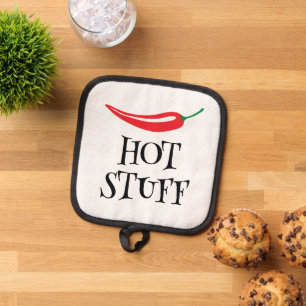 Hot Stuff funny spicy red cayenne chili pepper Pot Holder