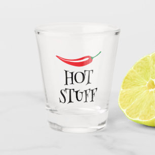 Hot Stuff funny spicy red cayenne chili pepper Shot Glass