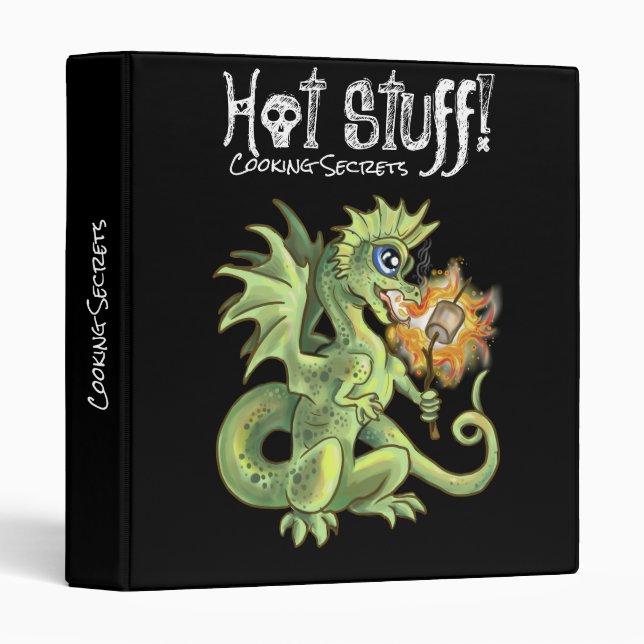 Hot Stuff! lil marshmellow roasting dragon Binder (Front/Spine)