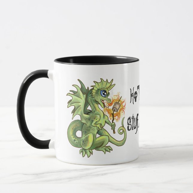 Hot Stuff! lil marshmellow roasting dragon Mug (Left)