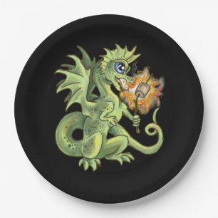 Hot Stuff! lil marshmellow roasting dragon Paper Plate