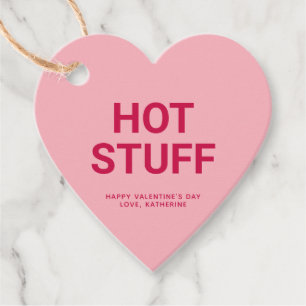 Hot stuff pink heart funny cute Valentine's Day Favour Tags