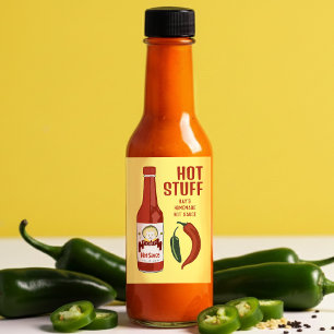 HOT STUFF Spicy Hot Sauce Jalapeños Chiles Food Label