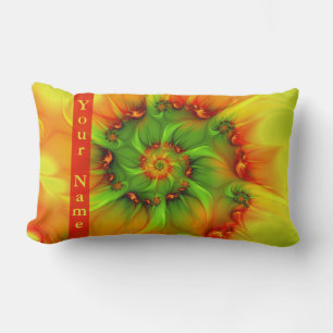 Hot Summer Green Orange Abstract Art Colourful Nam Lumbar Pillow