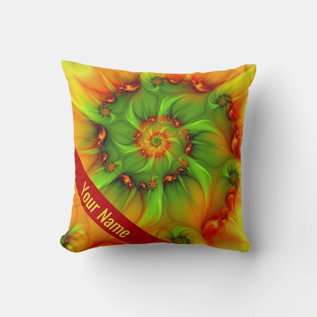 Hot Summer Green Orange Abstract Art Colourful Nam Throw Pillow (Front)