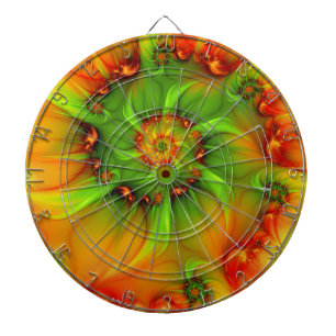 Hot Summer Green Orange Abstract Colourful Fractal Dartboard