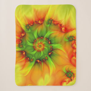 Hot Summer Green Orange Abstract Colourful Fractal Sherpa Blanket