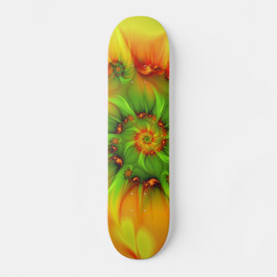 Hot Summer Green Orange Abstract Colourful Fractal Skateboard
