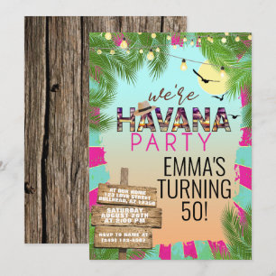 Hot Summer Havana Nights Retro Tropical Party Invitation