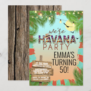 Hot Summer Havana Nights Retro Tropical Party Invitation