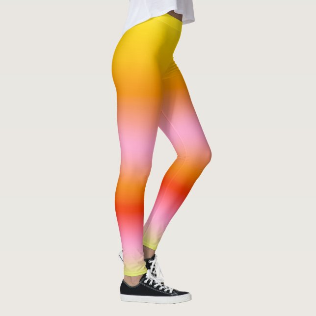 Hot Summer Tie Dye Yellow Orange Pink Printed Leggings (Right)