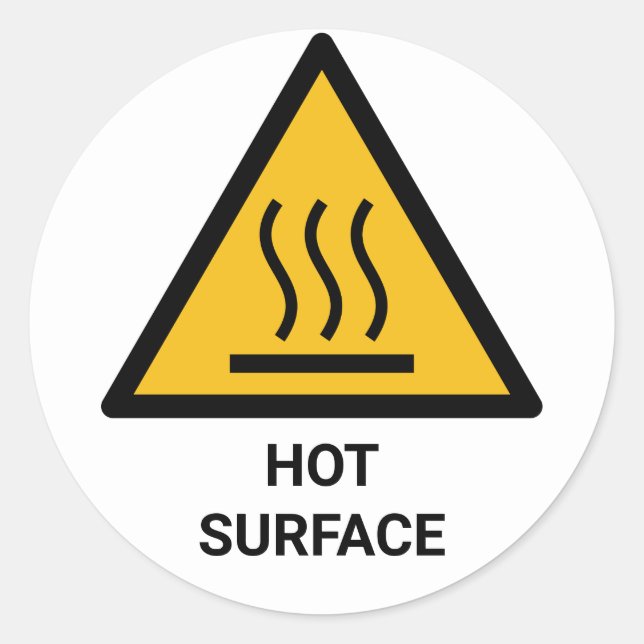 Hot Surface Warning, Extreme Heat Caution Classic Round Sticker (Front)