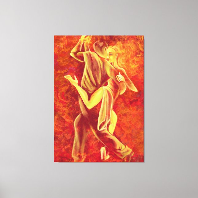 Hot Tango Dance - Fire Couple Art Painting Canvas Print (Front)