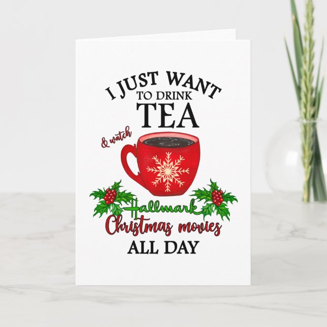Hot Tea And Christmas Movies Card (Front)