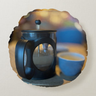 Hot tea round pillow