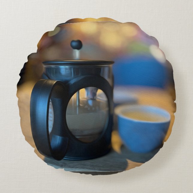 Hot tea round pillow (Front)