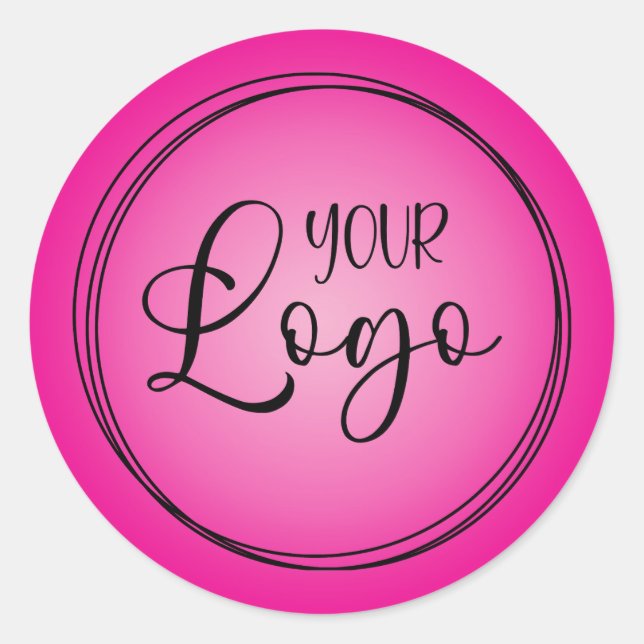 Hot to Light Pink Radial Gradient Logo Classic Round Sticker (Front)