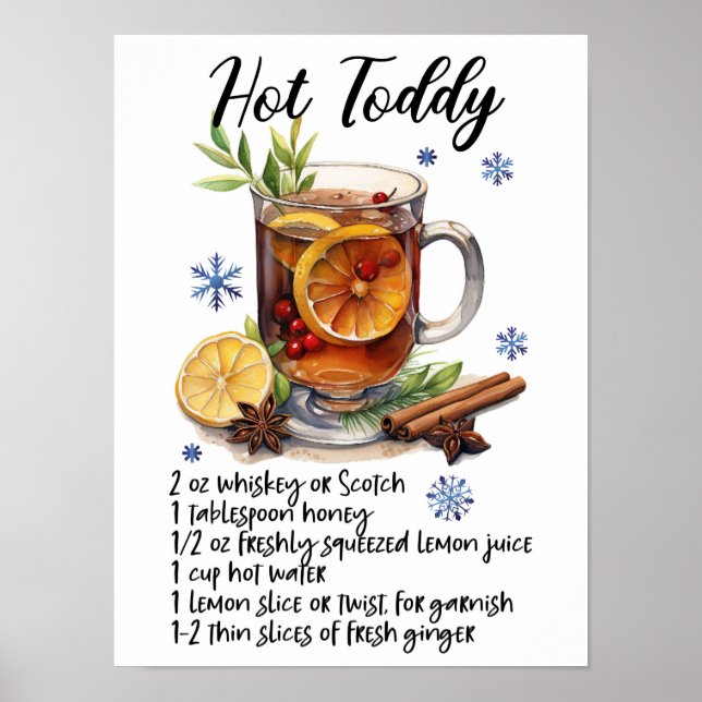 Hot Toddy Recipe Wall Poster (Front)