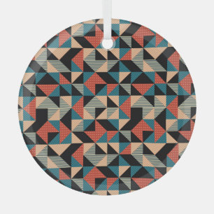 Hot Triangle: Geometric Memphis Style. Glass Ornament