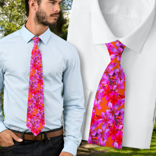 Hot Tropical Groom Frangipani Wedding Tie
